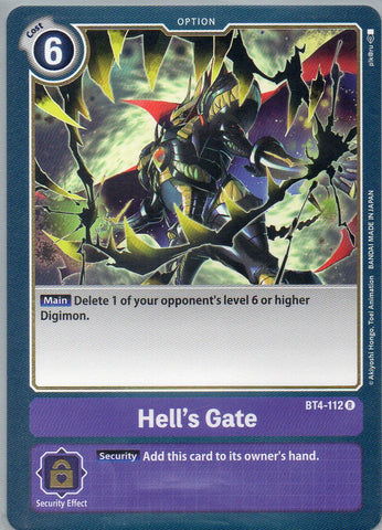 BT4-112 R Hell's Gate - Rare - KC Collectibles au