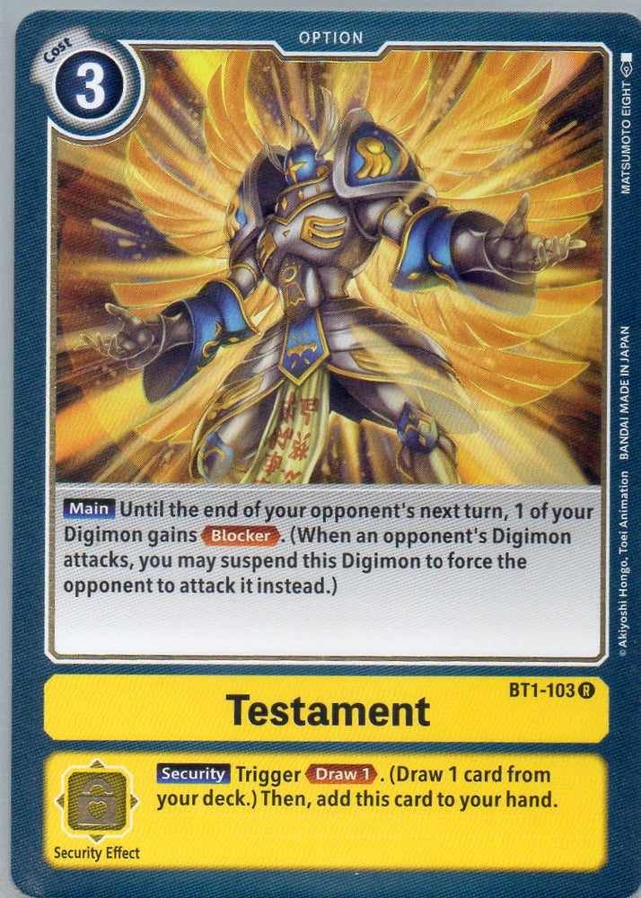 BT1-103 R Testament - Rare - KC Collectibles au