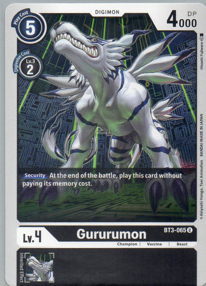 BT3-065 U Gururumon - Uncommon - KC Collectibles au