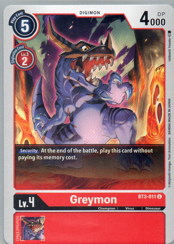 BT3-011 U Greymon - Uncommon - KC Collectibles au