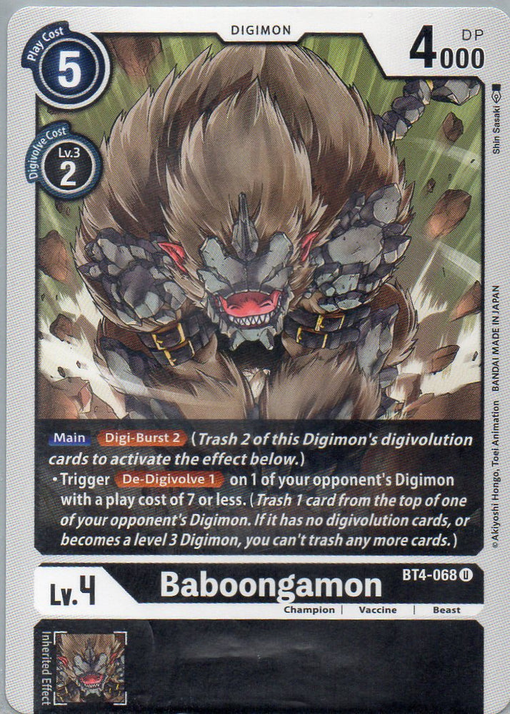 BT4-068 U Baboongamon - Uncommon - KC Collectibles au