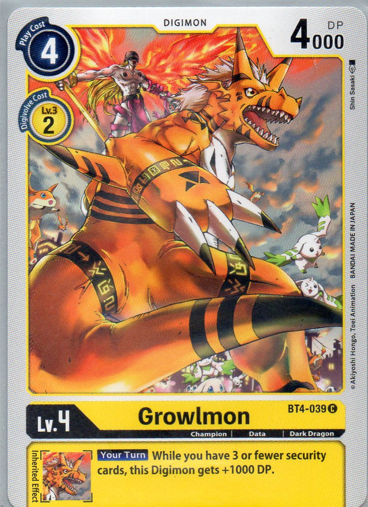 BT4-039 C Growlmon - Common - KC Collectibles au