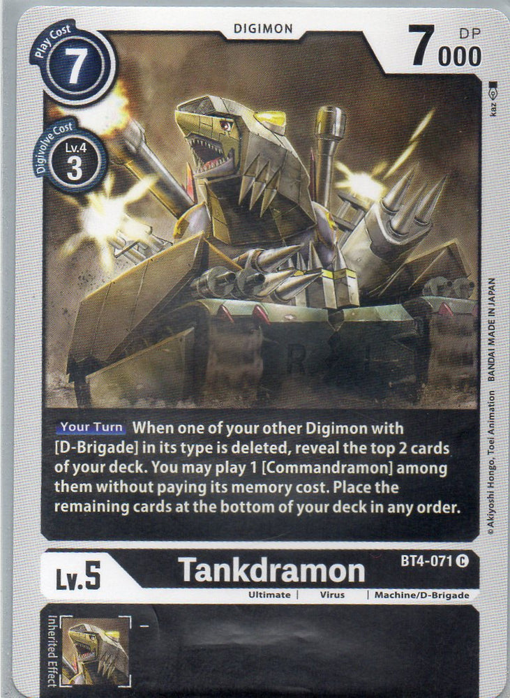 BT4-071 C Tankdramon - Common - KC Collectibles au