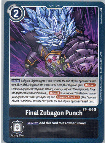 BT4-109 C Final Zubagon Punch - Common - KC Collectibles au